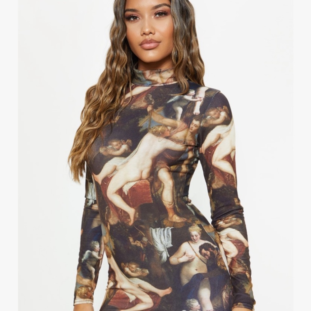 “Renaissance” High Neck Bodycon Mini Dress